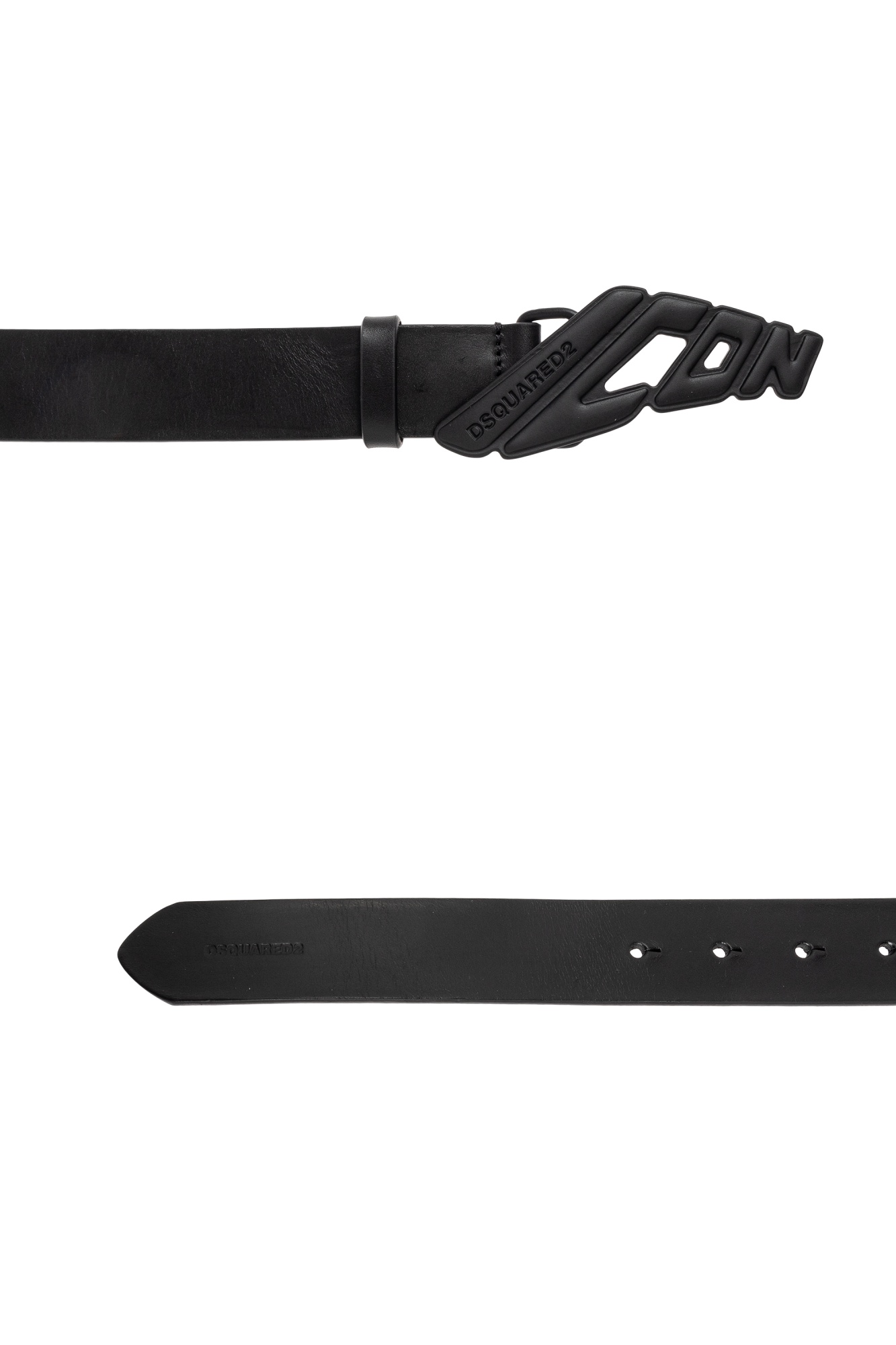 Dsquared2 Logo Engraved Buckled Belt In Black