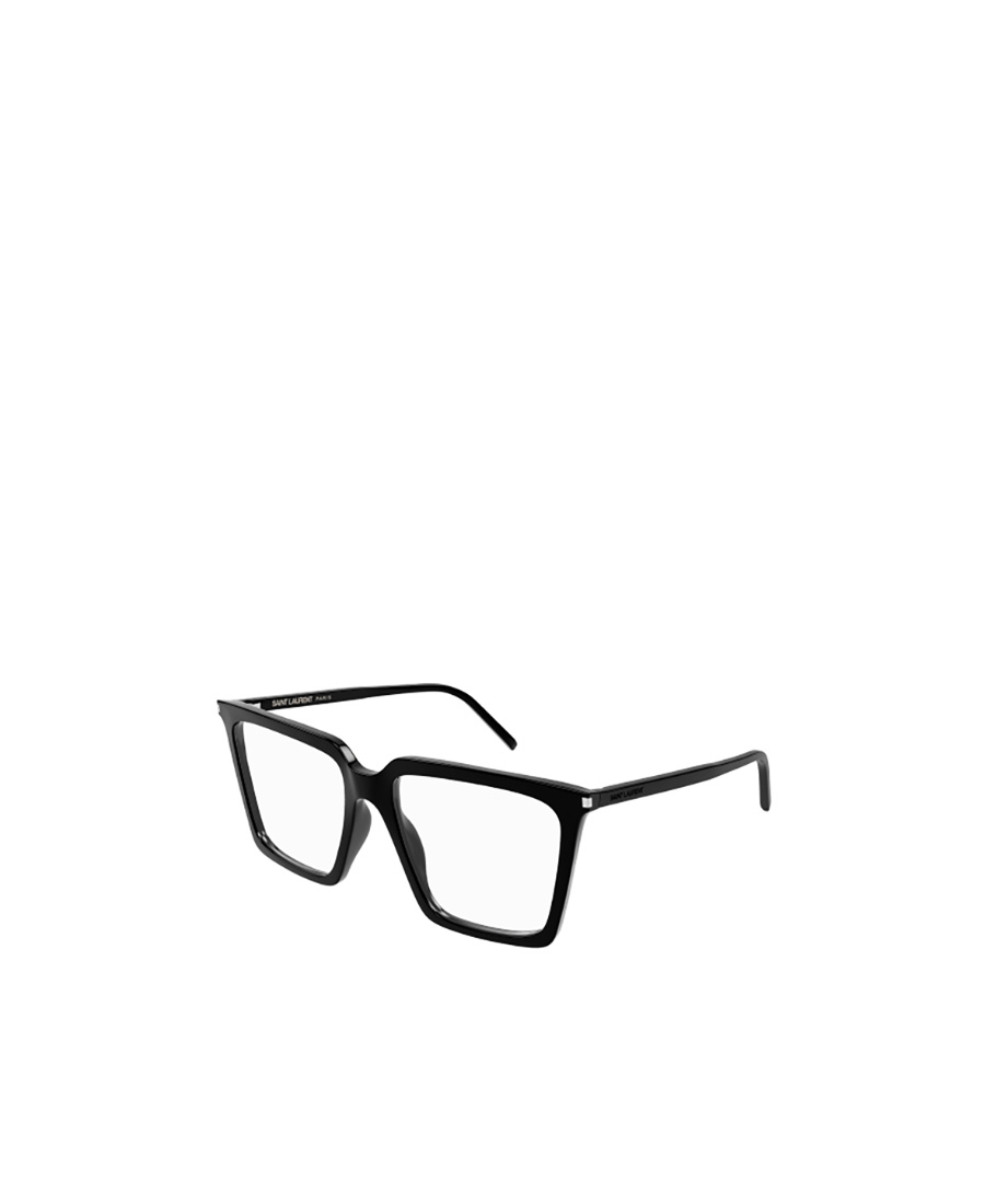 Saint Laurent Logo-engraved Square-frame Glasses In Black