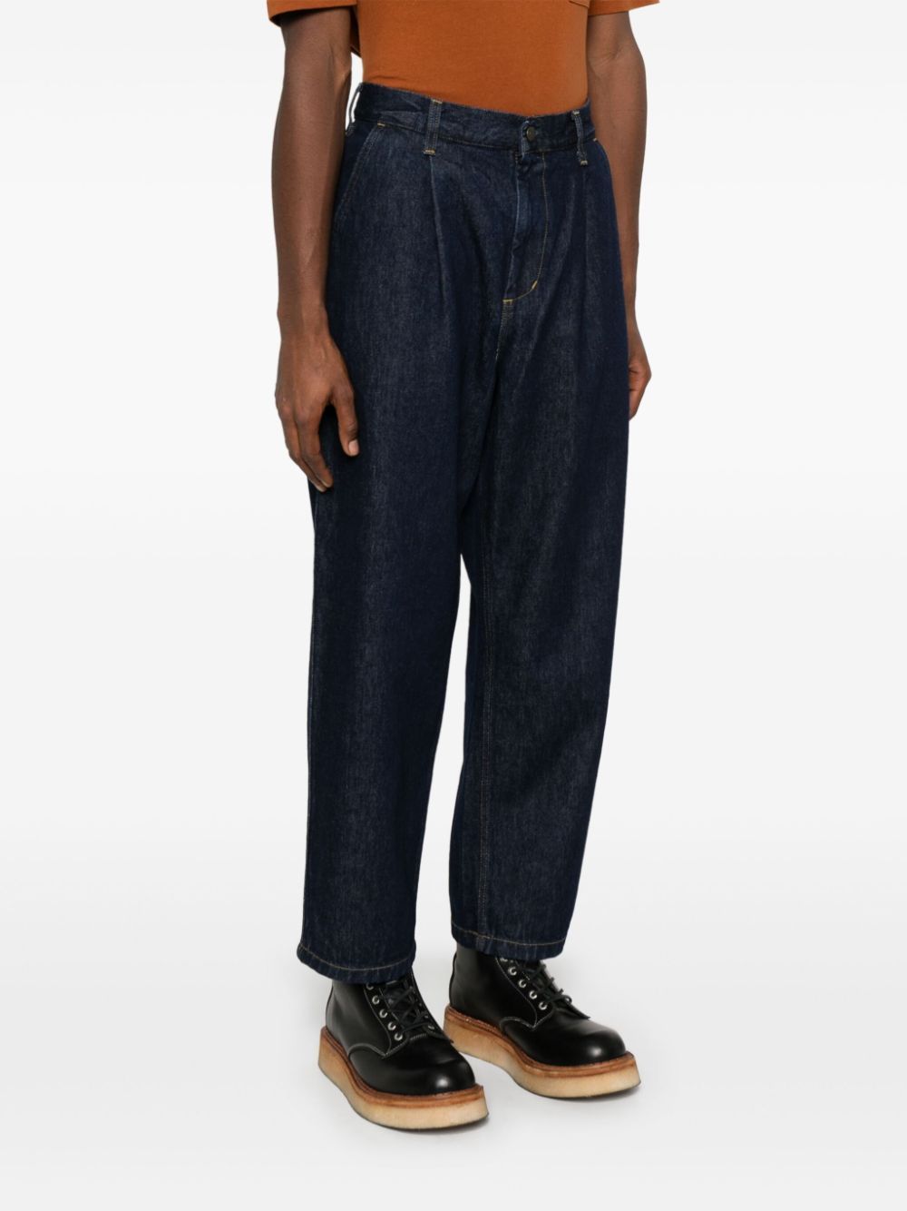 Carhartt Straight Trousers With Front Pleats And Pockets In Black