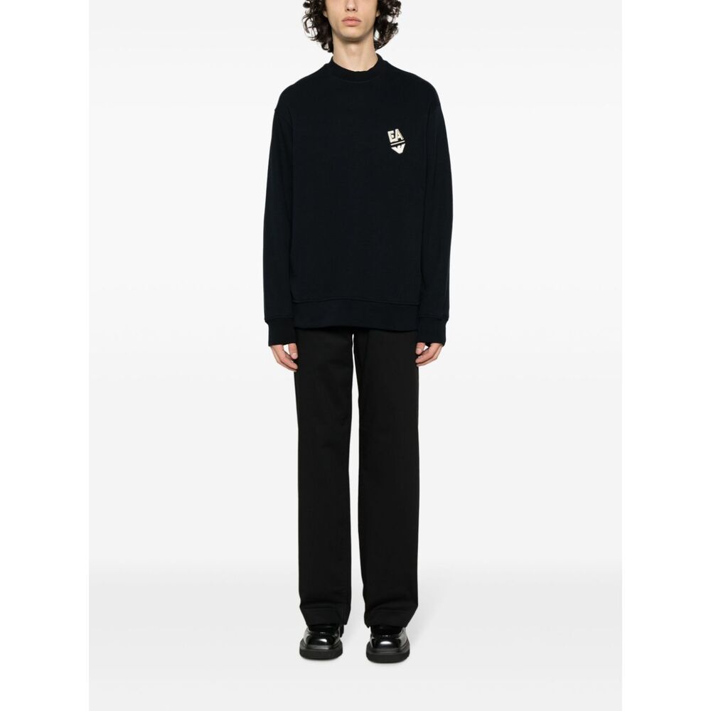 Emporio Armani Logo-embroidered Cotton Sweatshirt In Black