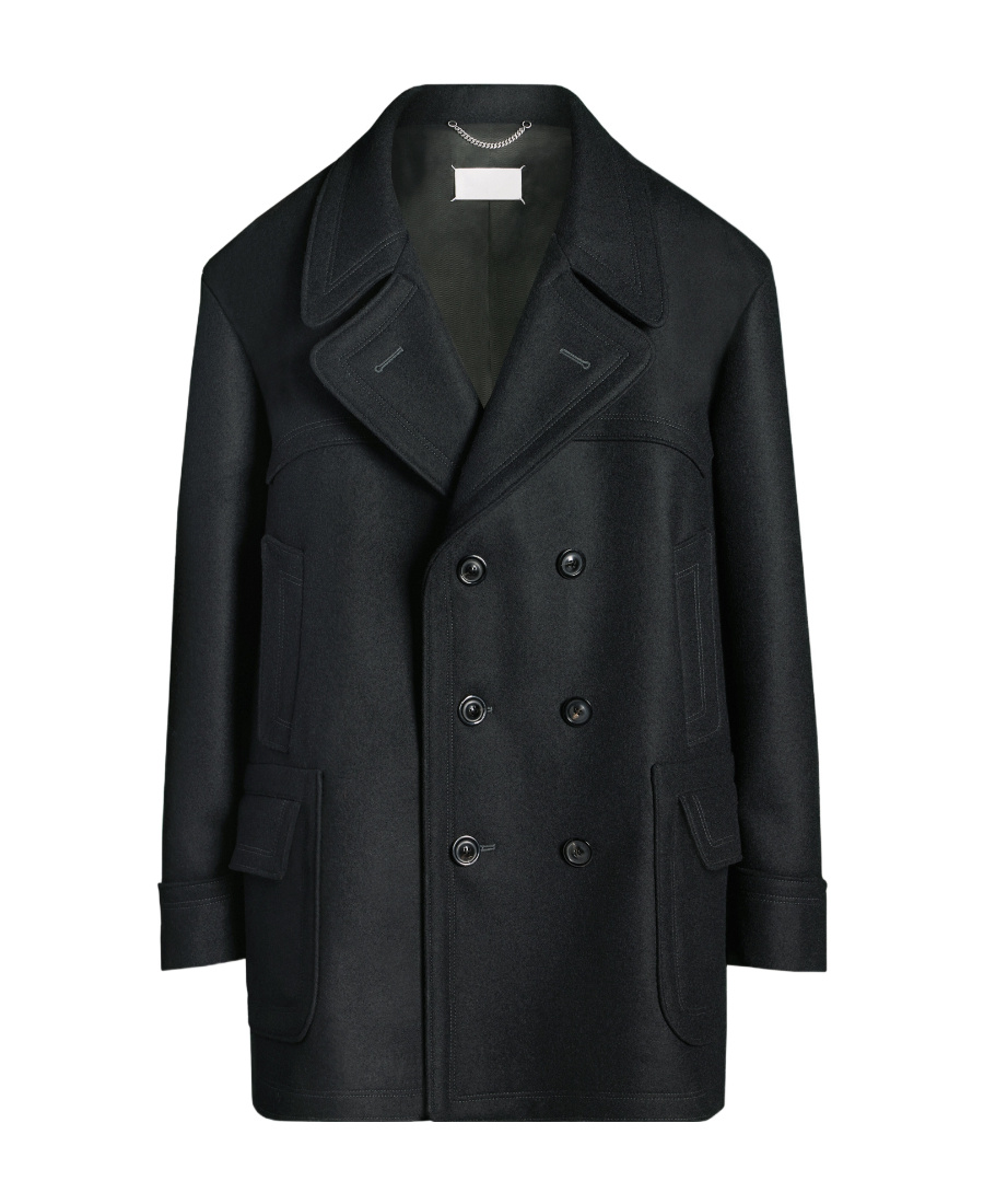 Maison Margiela Oversized Caban Button-up Coat In Black
