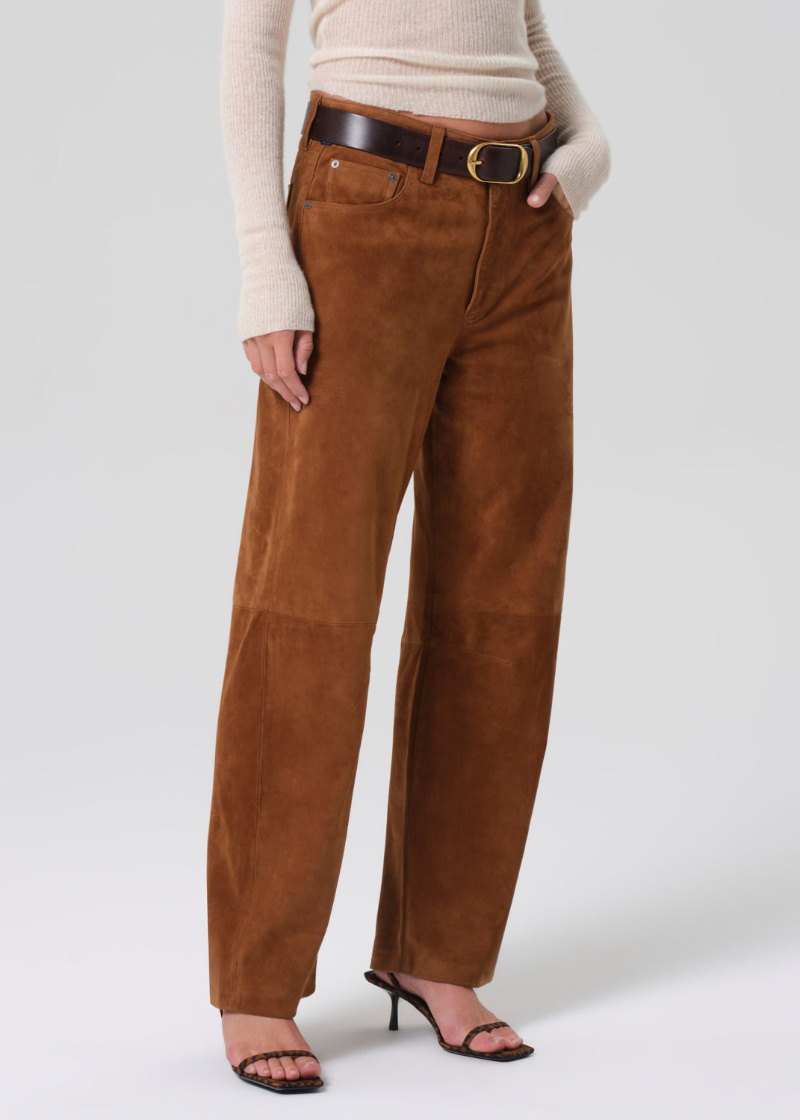 Citizen Of Humanity Miro Relaxed Suede Pant In Brown