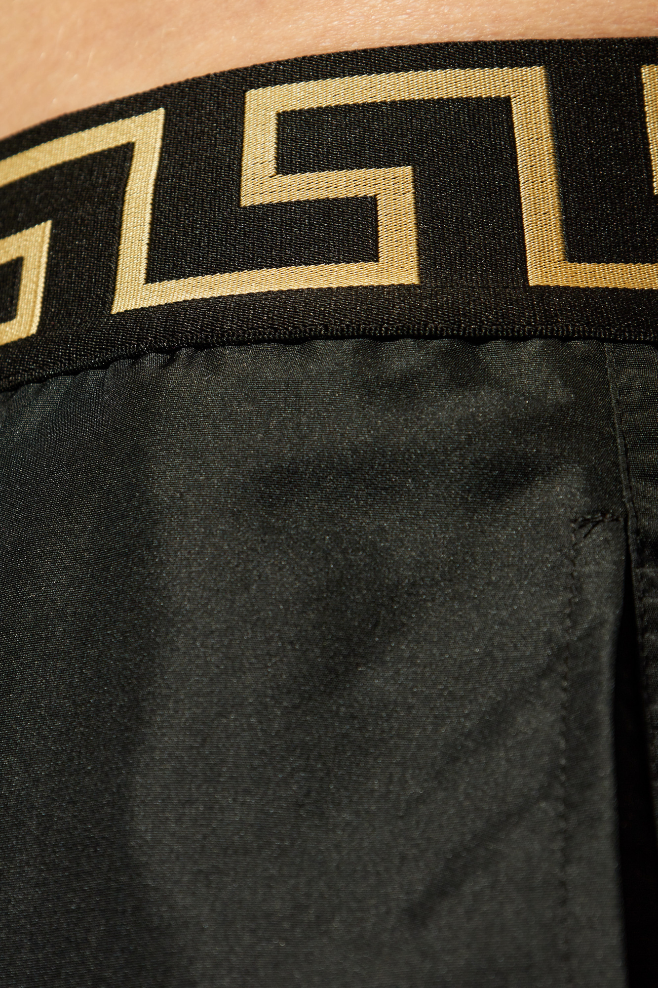 Versace Swim Shorts Featuring Greek Border In Green