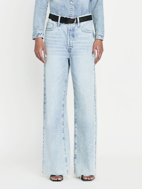 Frame Le Low Baggy Wide Leg Jeans In Blue