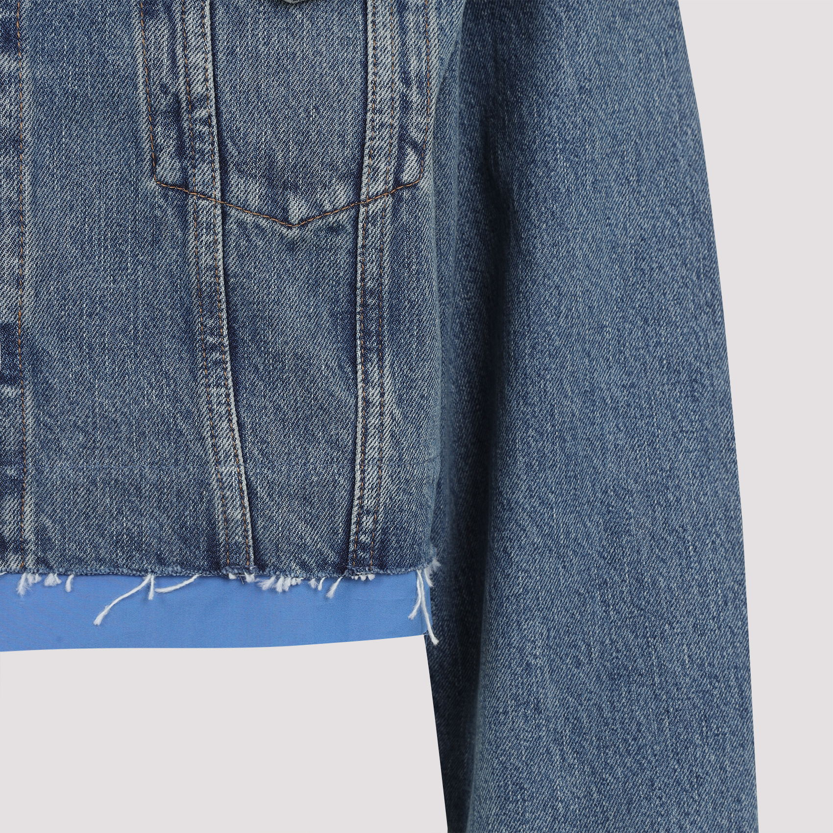Miu Miu Denim Jacket With Frontal Logo In Blue