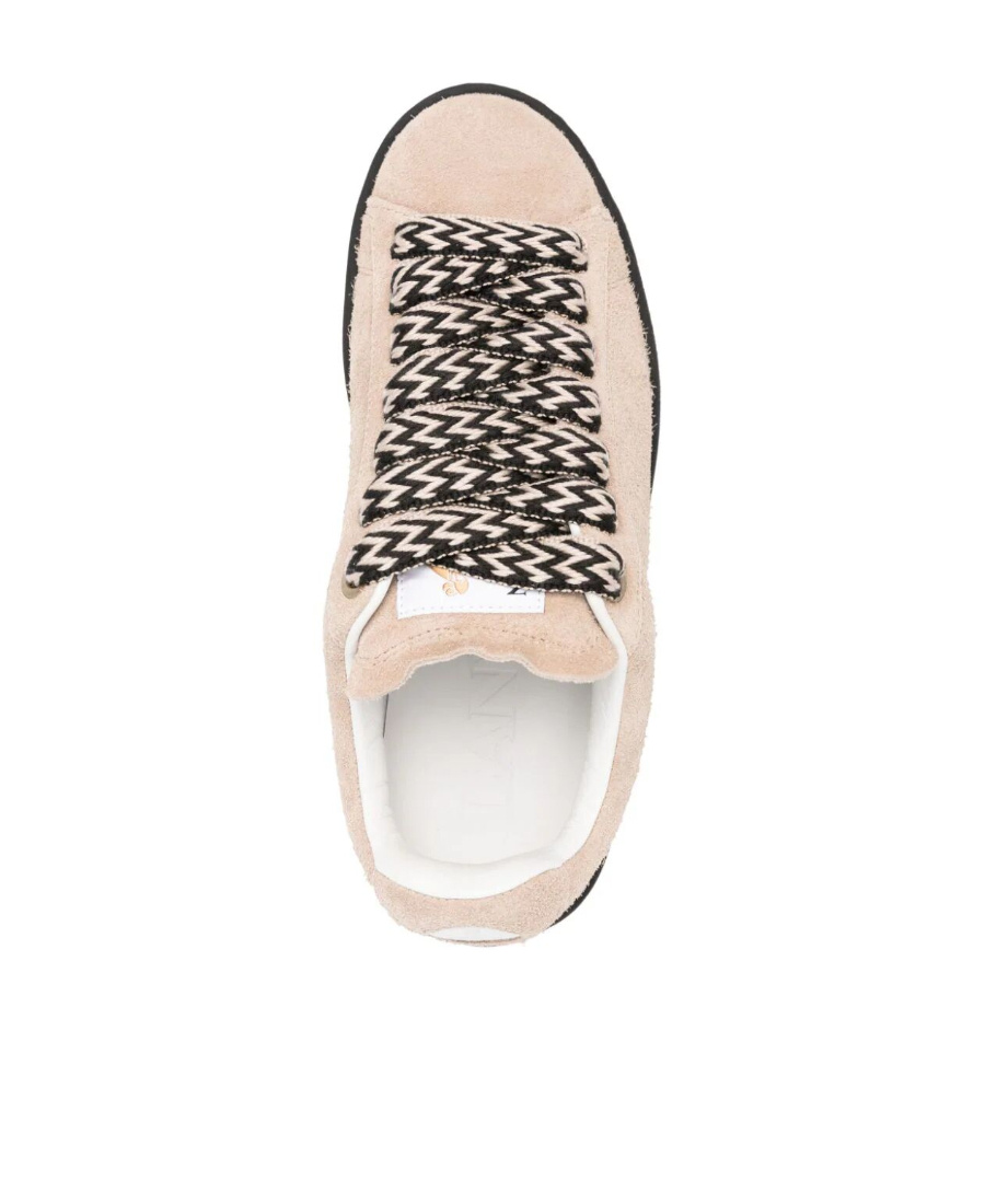 Lanvin Curb Low-top Suede Sneakers In Nude