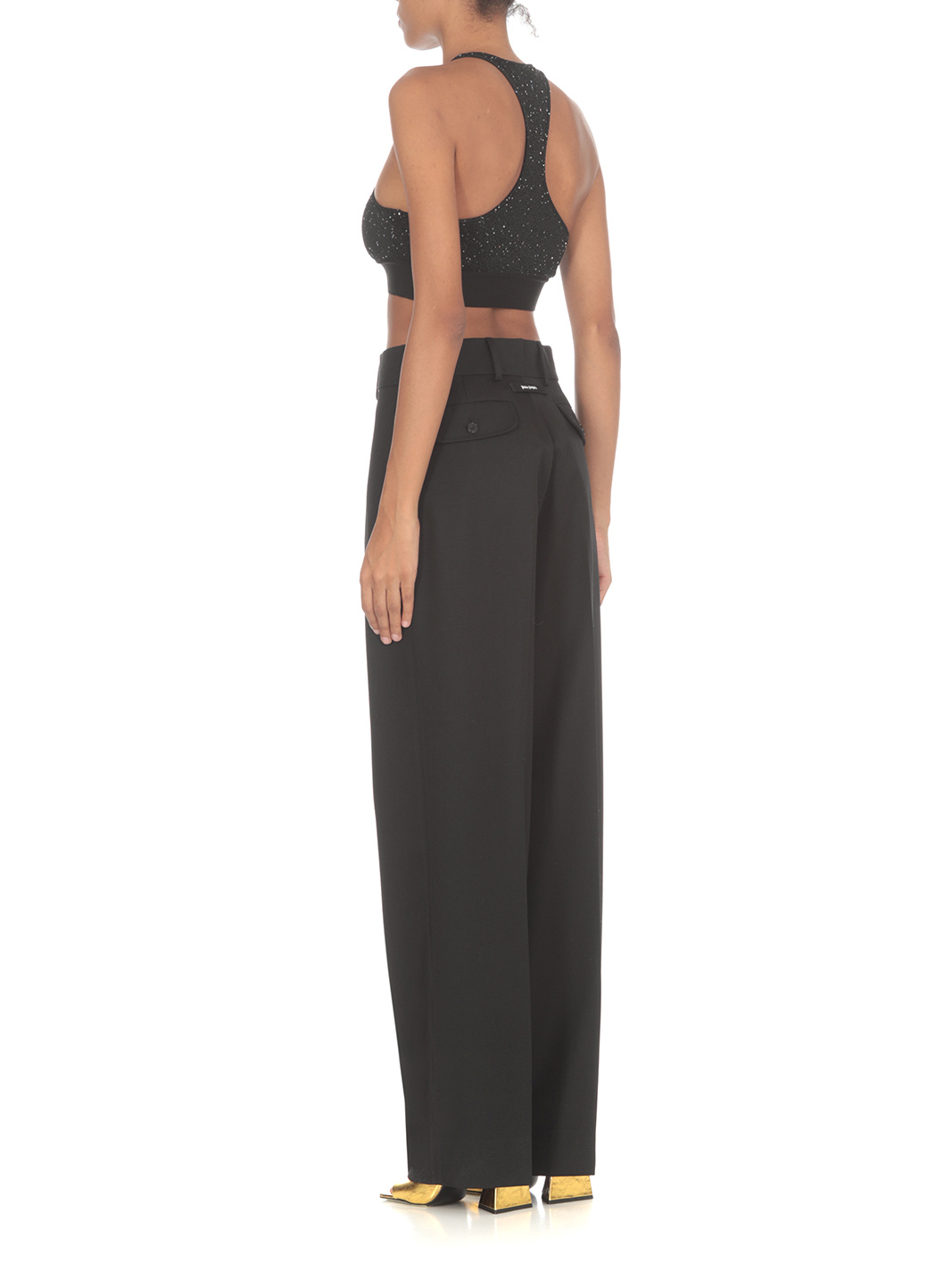 Palm Angels High-waist Straight-leg Trousers In Black