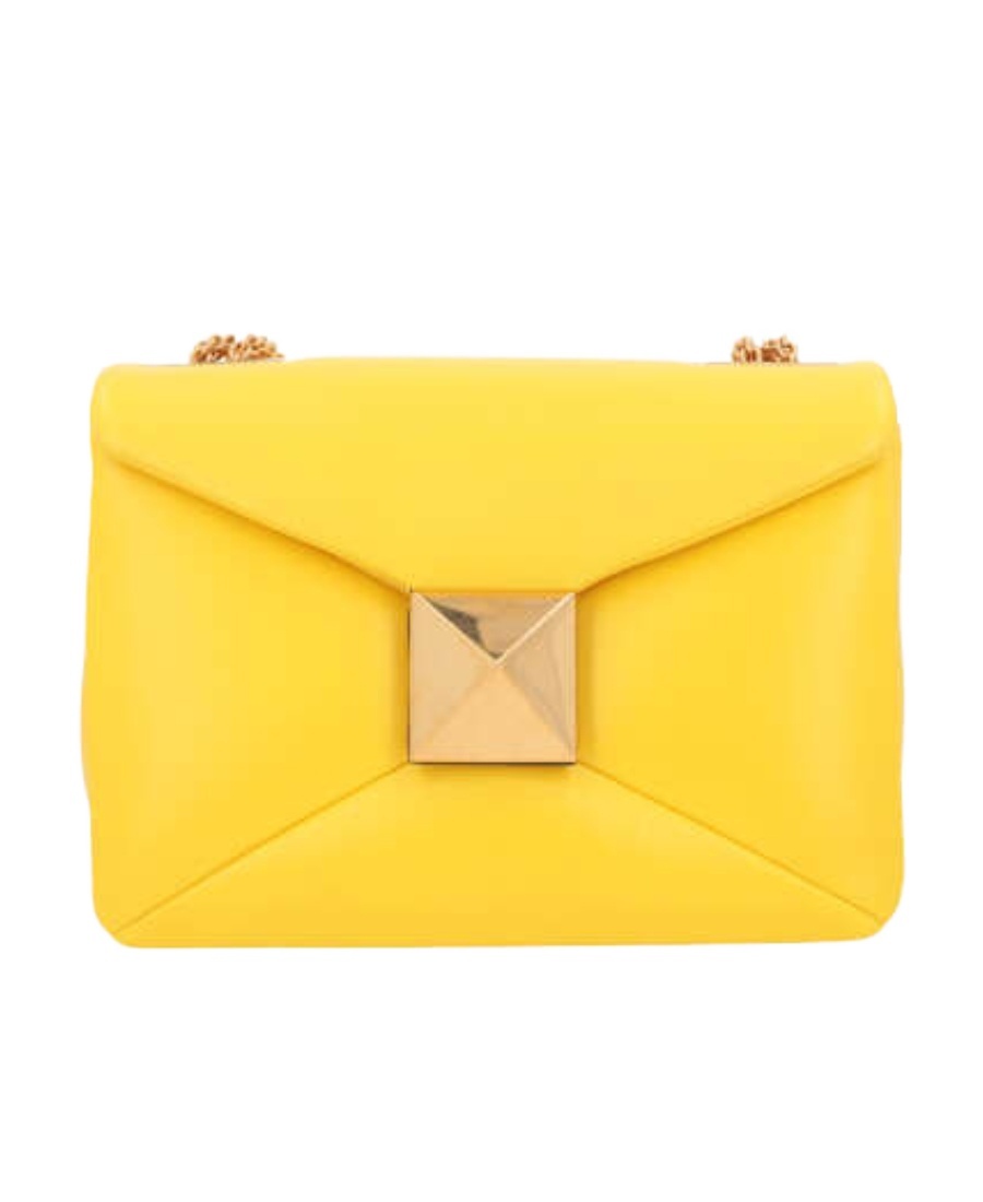 Valentino One Stud Leather Crossbody Bag In Yellow