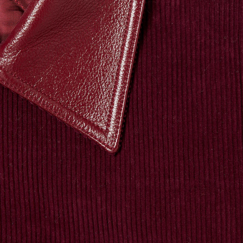 Gucci Velvet Corduroy Jacket With Double G In Burgundy