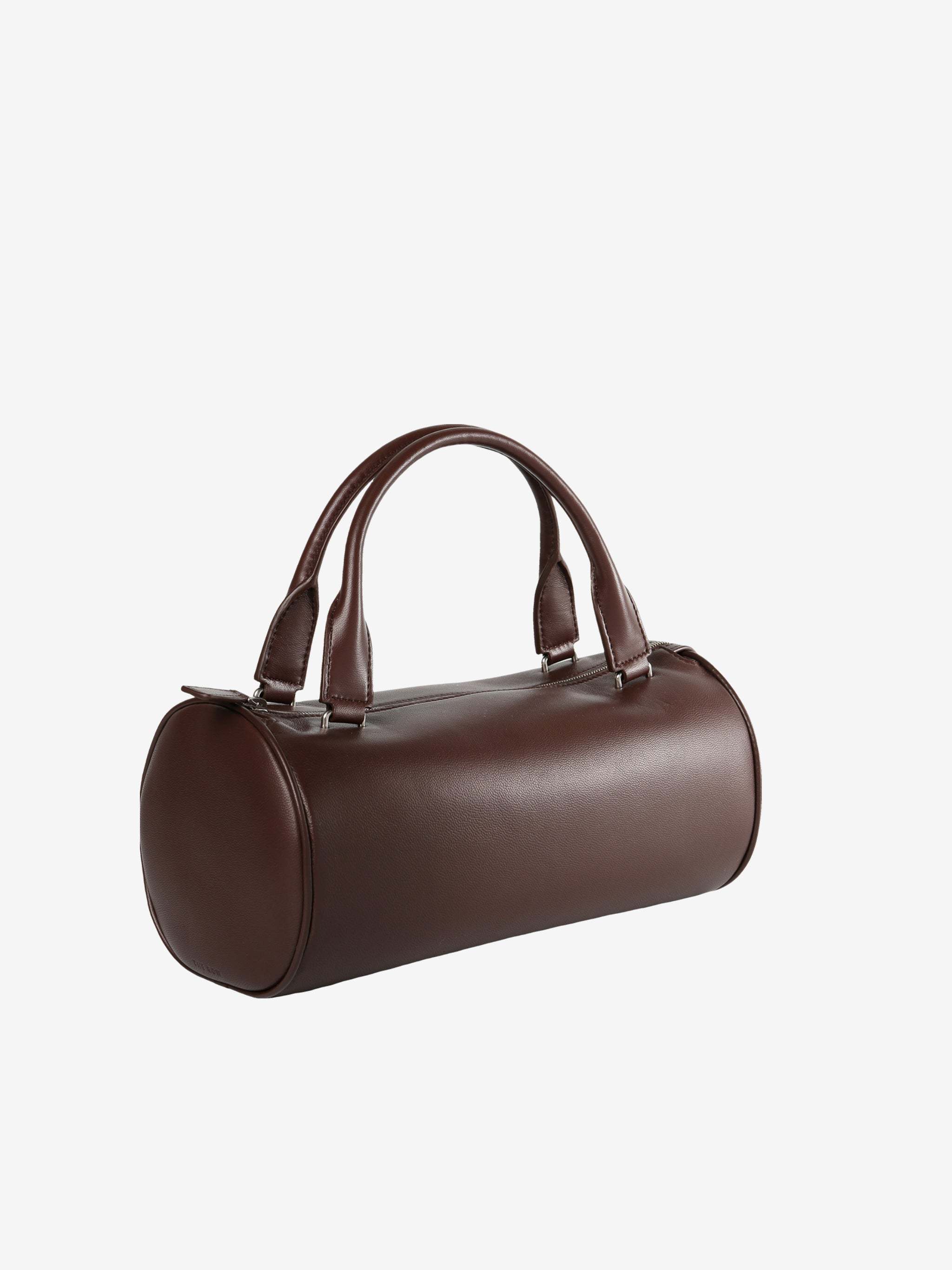 The Row Edith Cylindrical Leather Tote Bag In Brown