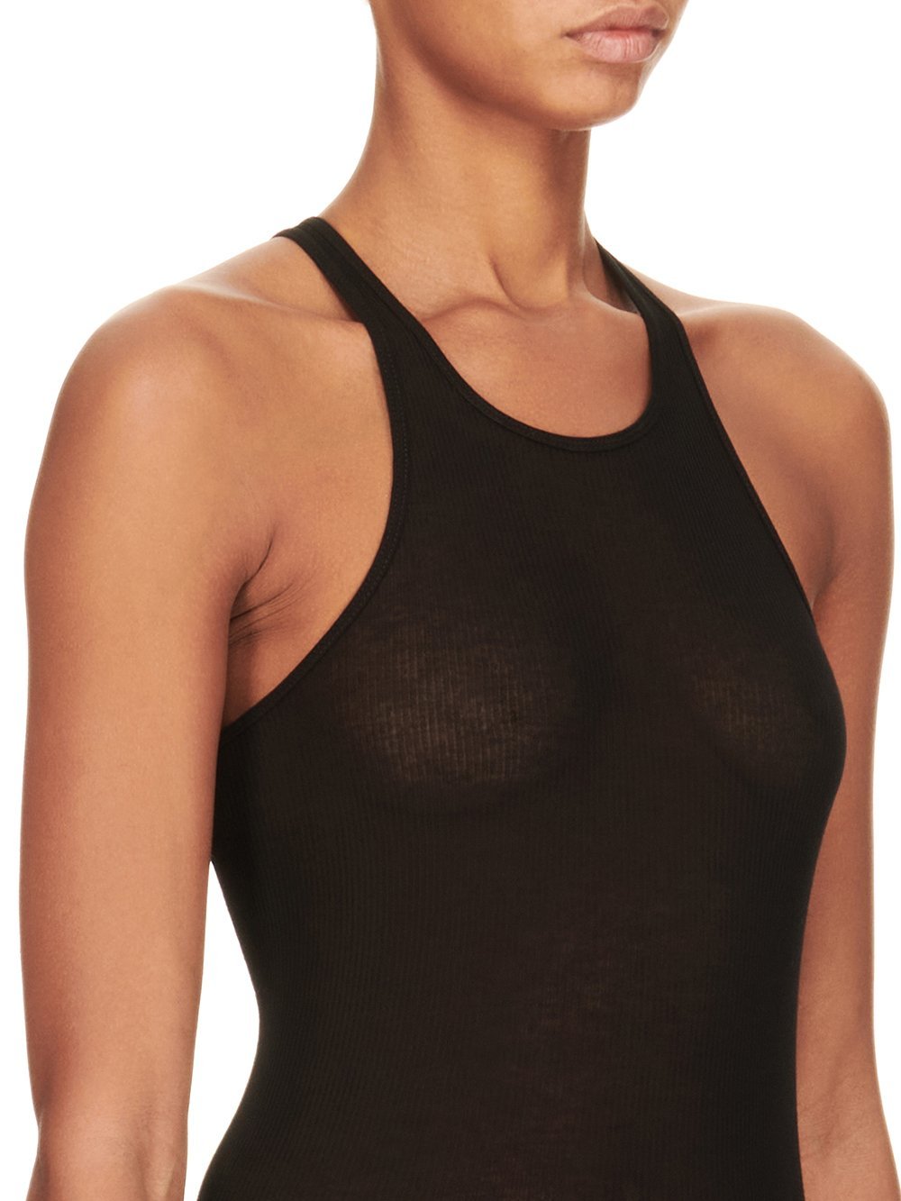 Rick Owens Ribbed Midi Tank Dress In Black