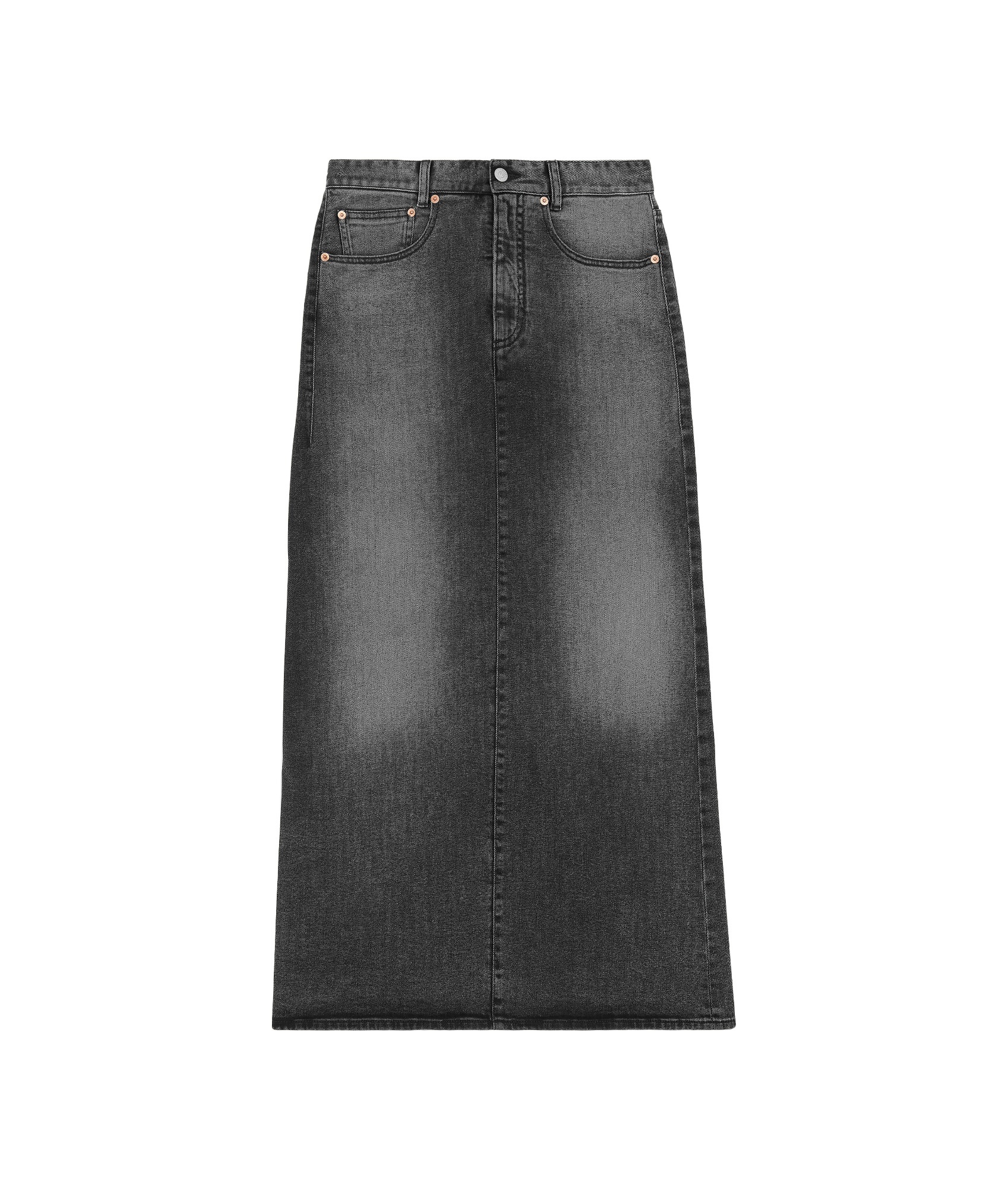 Mm6 Maison Margiela Logo-patch Denim Skirt In Black