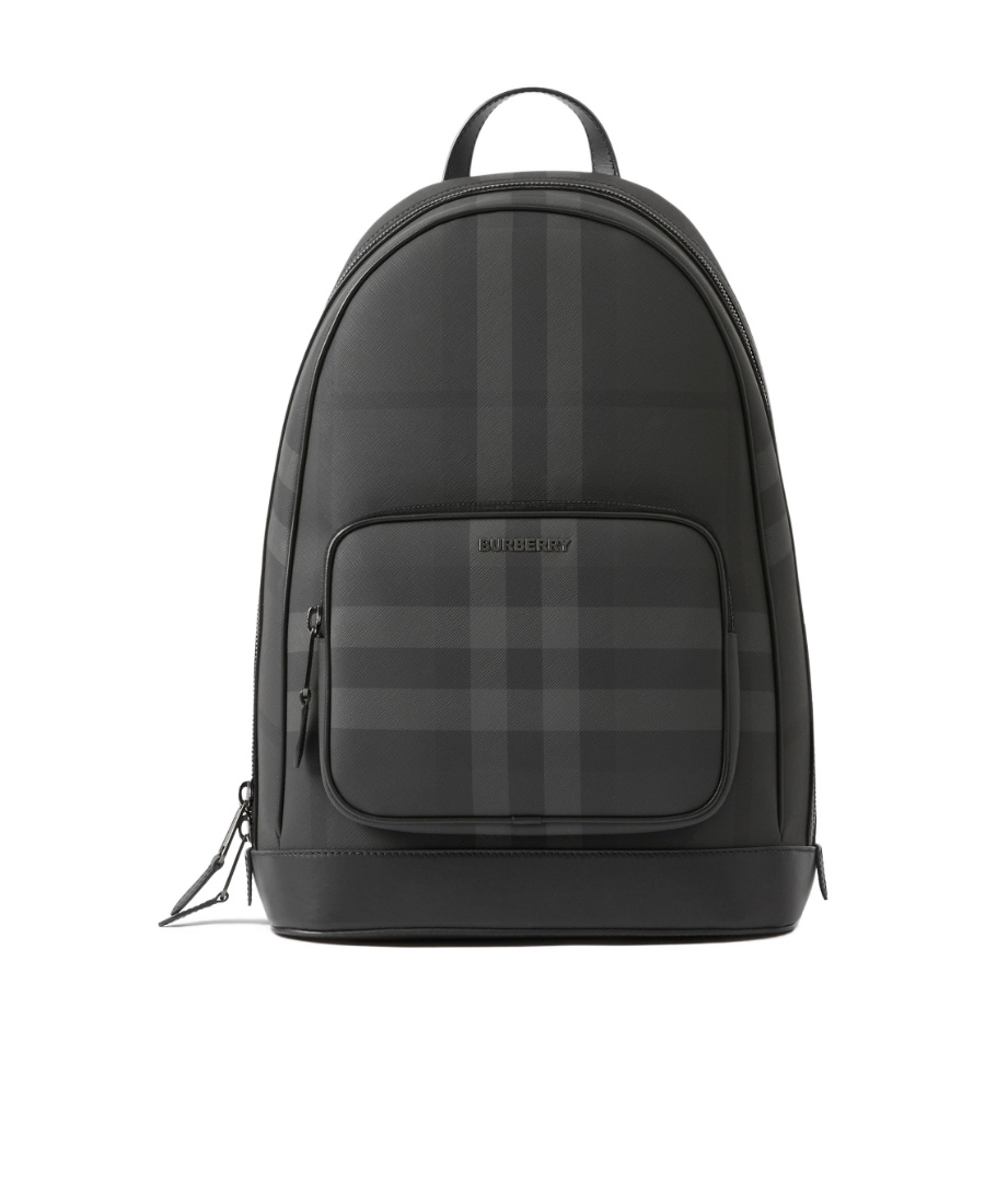 Burberry Check Small Backpack In Gray