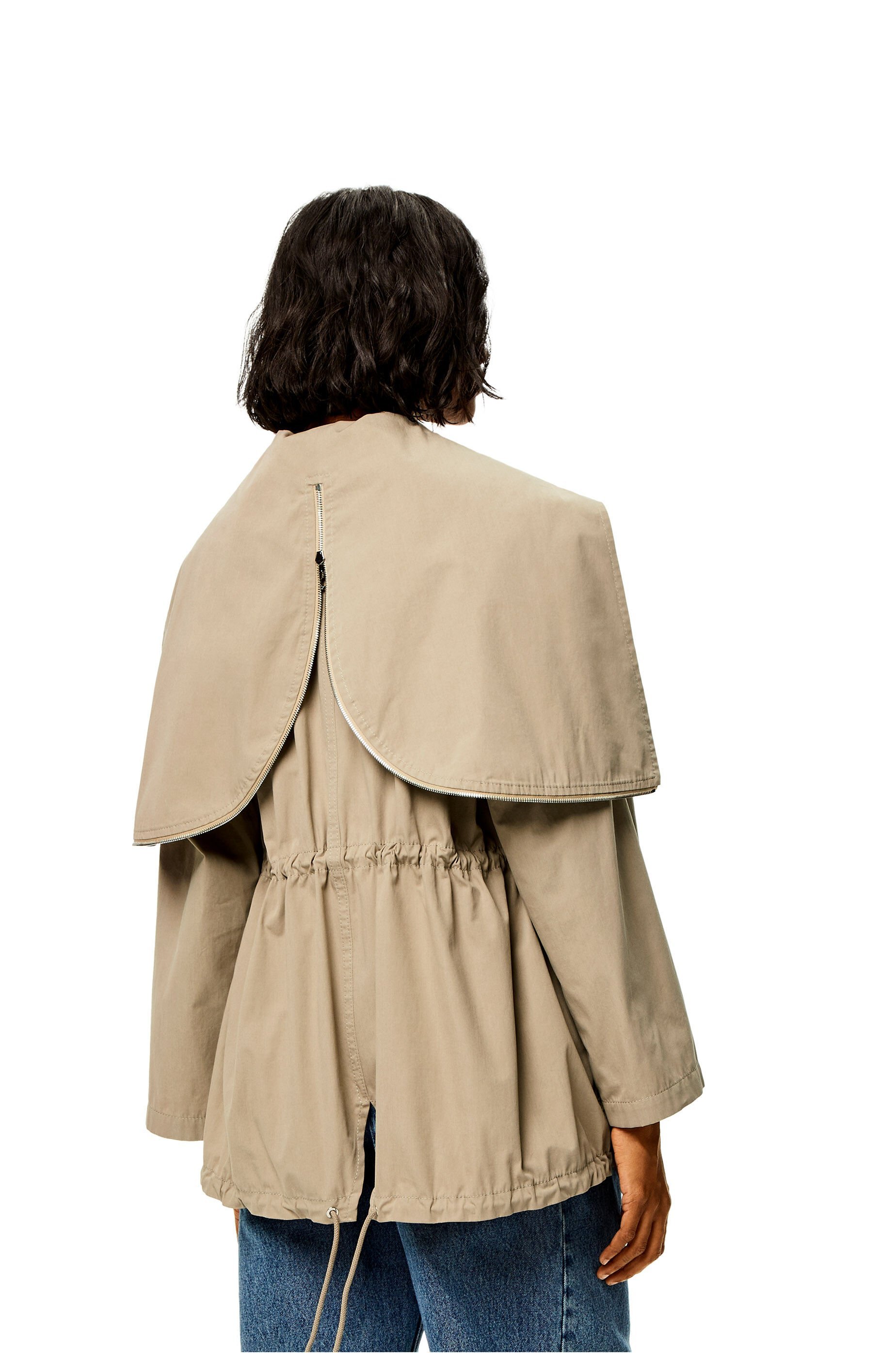 Loewe Hooded Jacket In Cotton In Brown