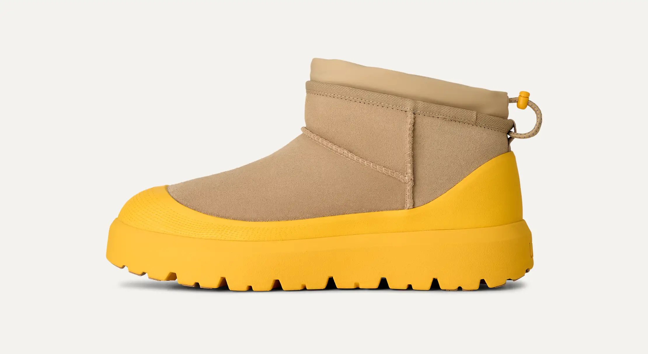 Ugg Short Weather Hybrid Fold-over Platform Boots In Gold