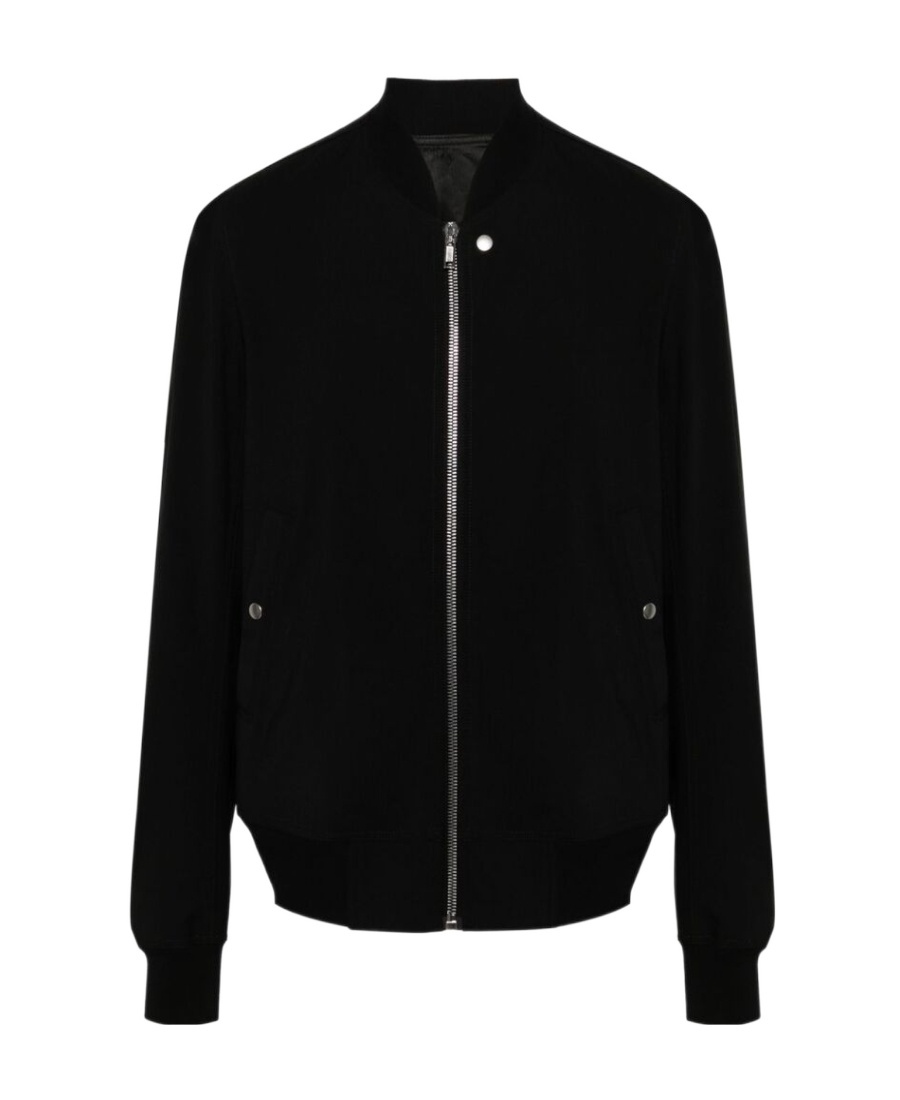 Rick Owens Crepe Wool Bomber Jacket In Black