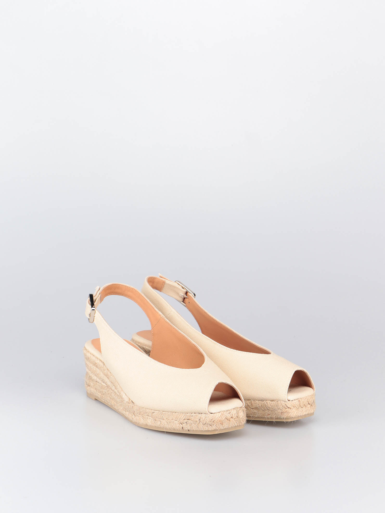 Castaã±er Dosalia Canvas Wedge Espadrille Sandals In Nude
