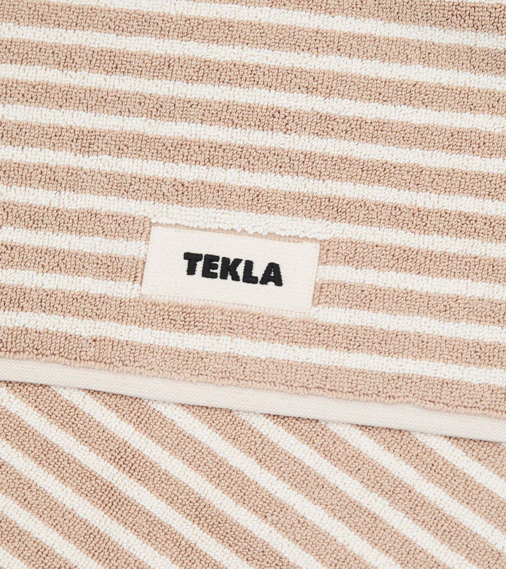 Tekla Striped Bathroom Mat In Neutral