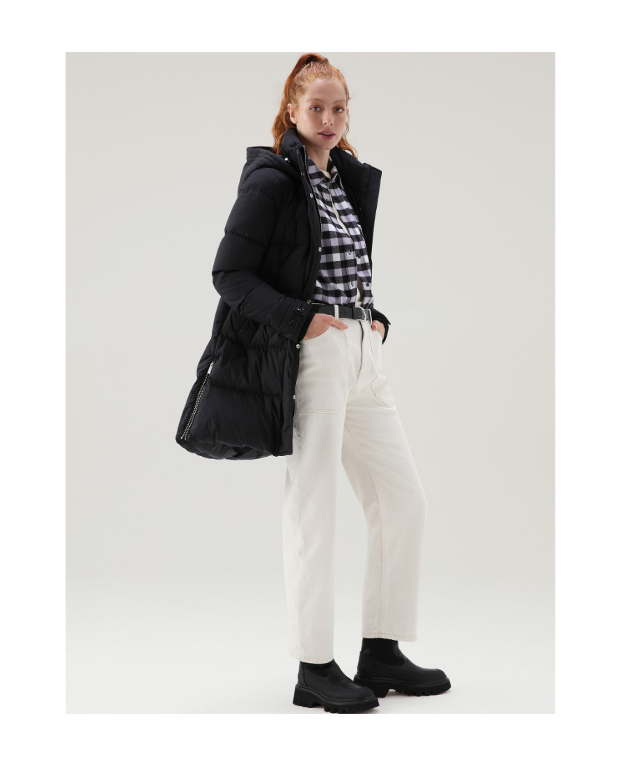 Shop Woolrich Hooded Puffer Coat In Black