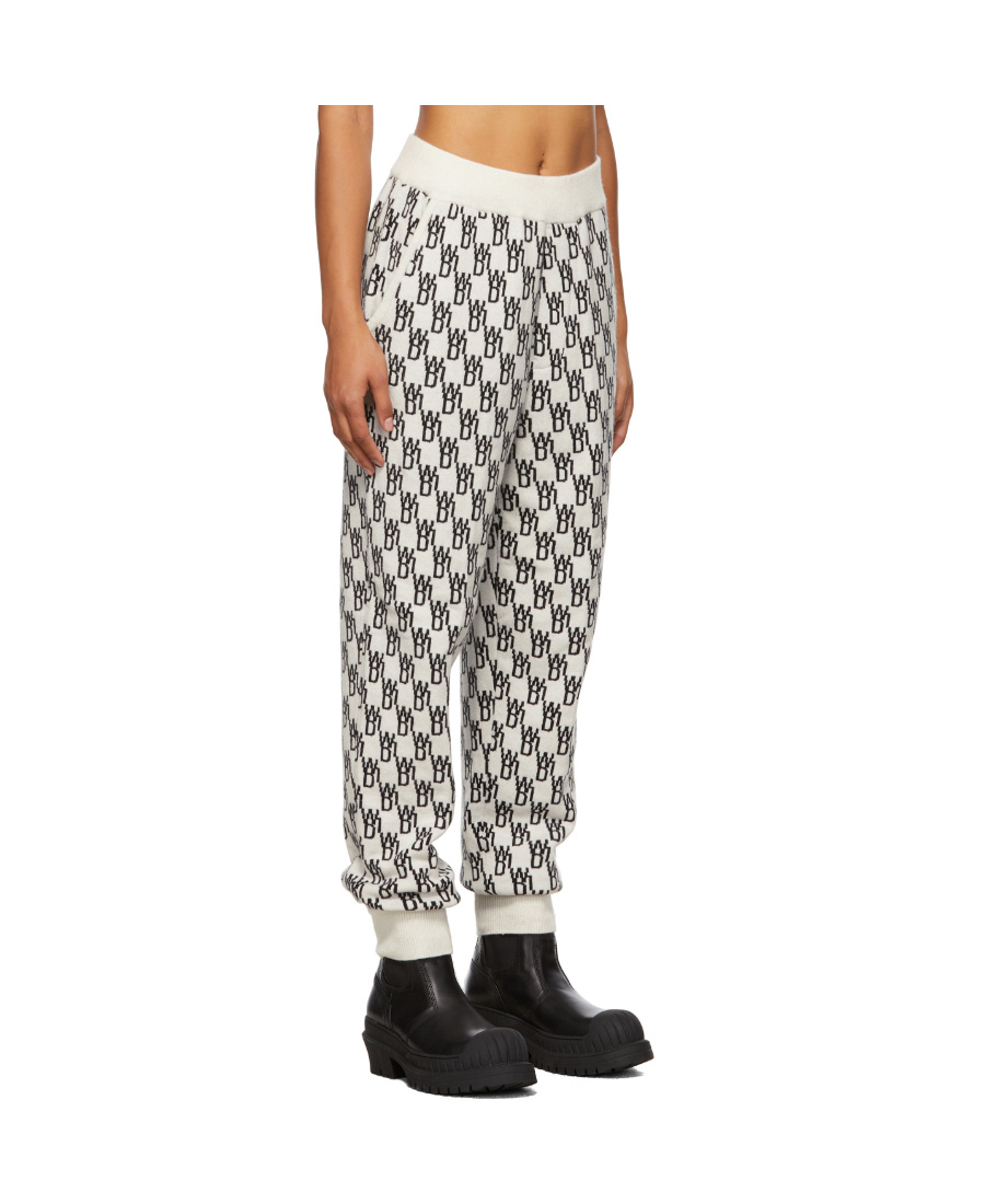 We11 Done Monogram Intarsia-knit Track Pants In White