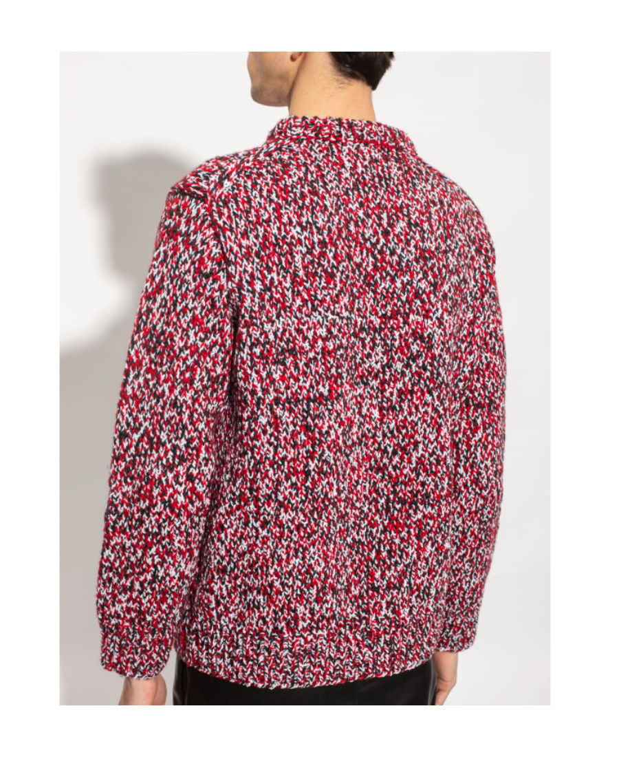 Maison Margiela Melange-effect Crewneck Sweater In Red