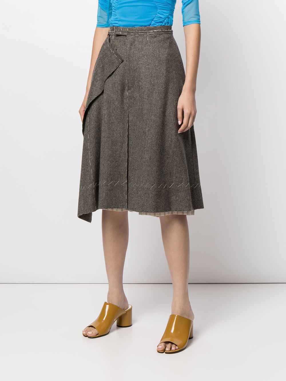 Maison Margiela Asymmetric Wool-panel Shorts In Black