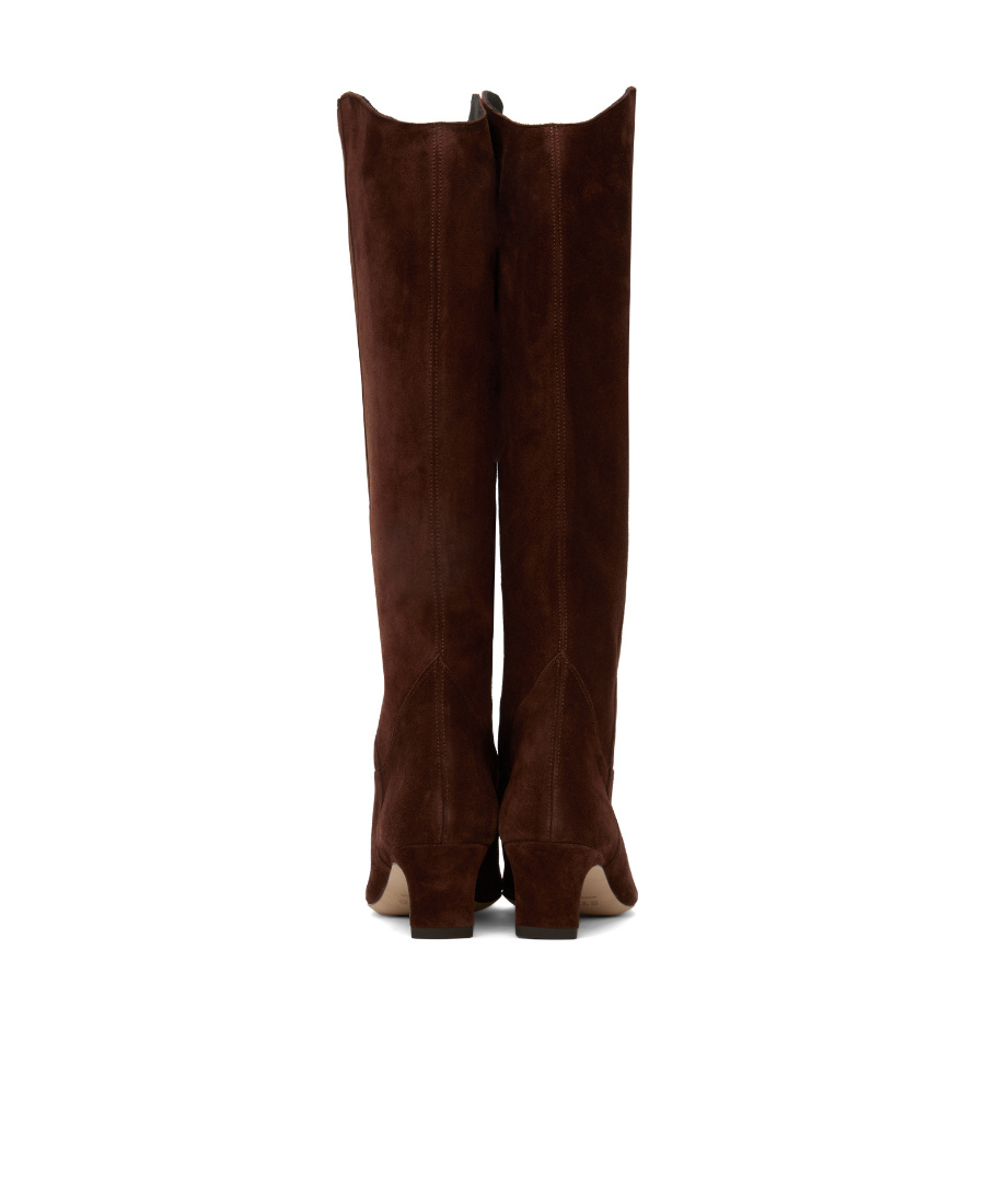 Staud Stitching Design High-heeled Boots In Brown