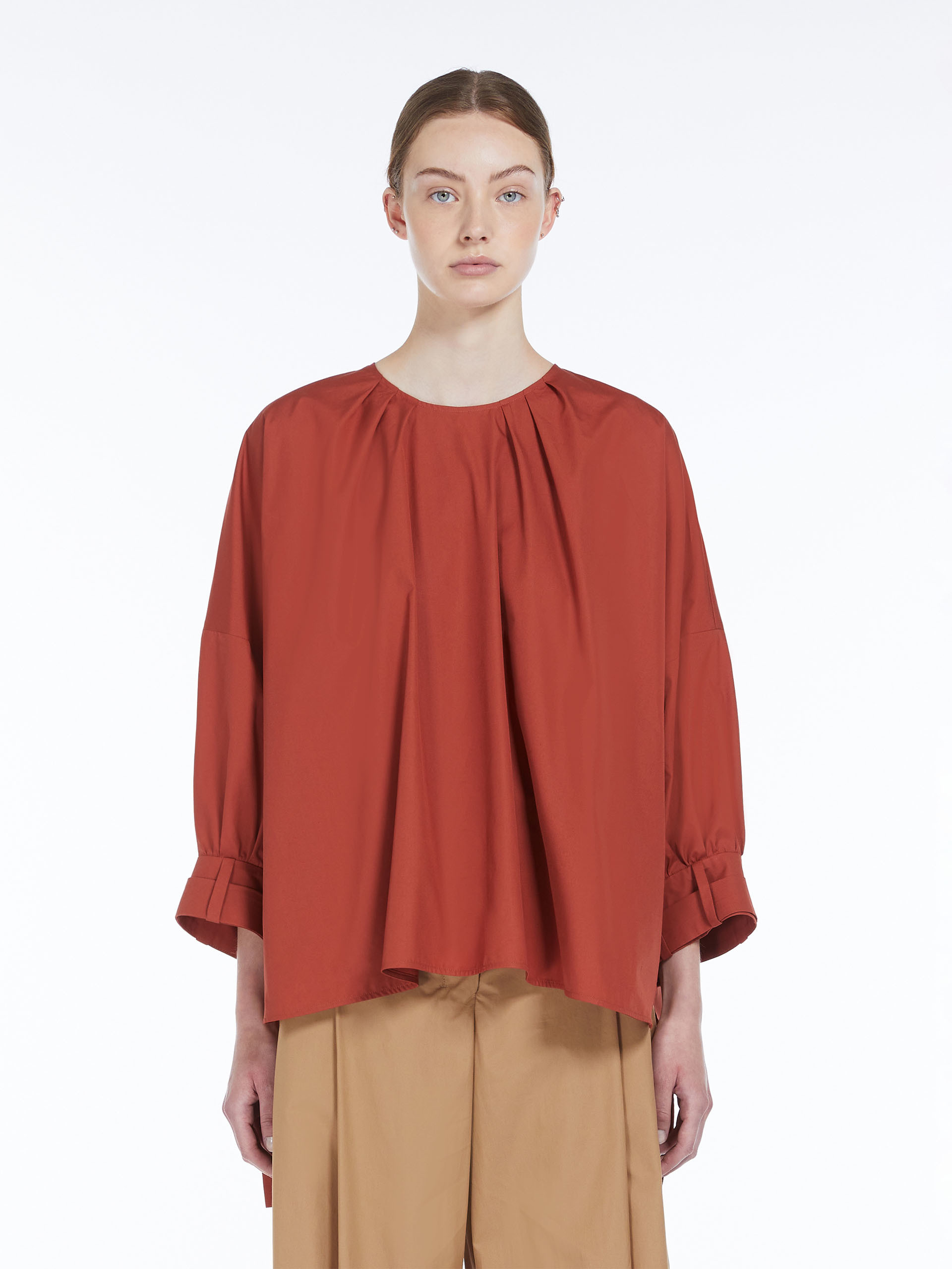 Max Mara Asymmetrical Bottom Blouse In Brown