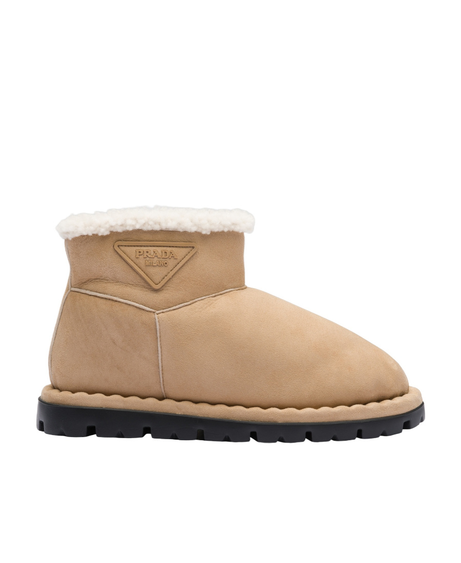 Prada Beige Suede Ankle Boots In Brown