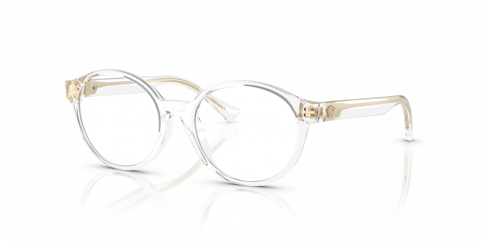 Versace Medusa-plaque Round-frame Glasses In White