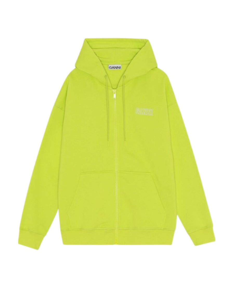Ganni Software Isoli Zipped Hoodie In Yellow