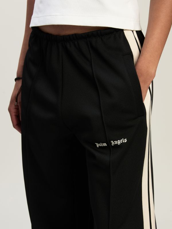 Shop Palm Angels Logo Embroidered Side Stripe Detailed Track Pants In Black