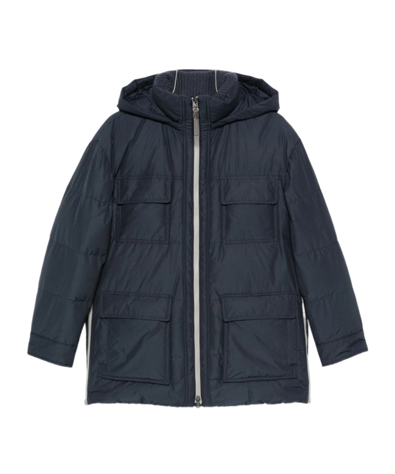Brunello Cucinelli Hooded Flap-pocket Jacket In Blue