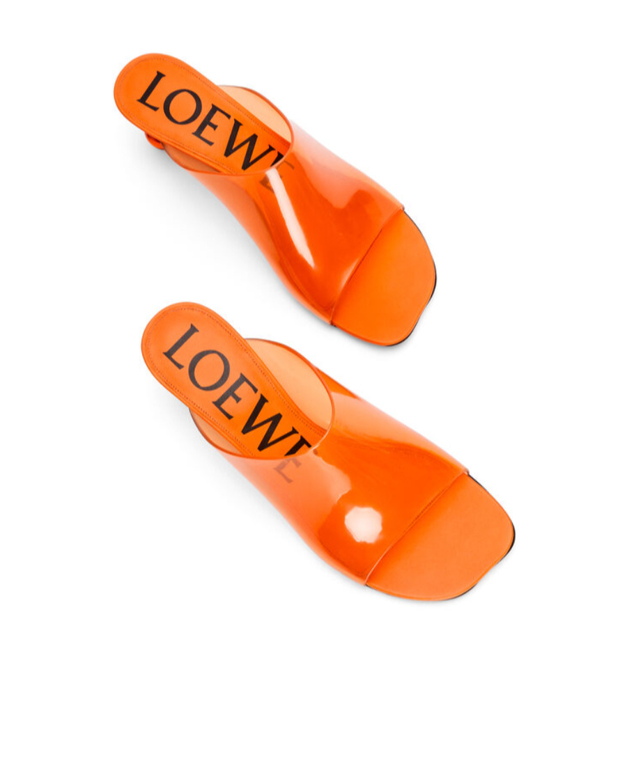 Loewe Logo High-heeled Sandals In Orange