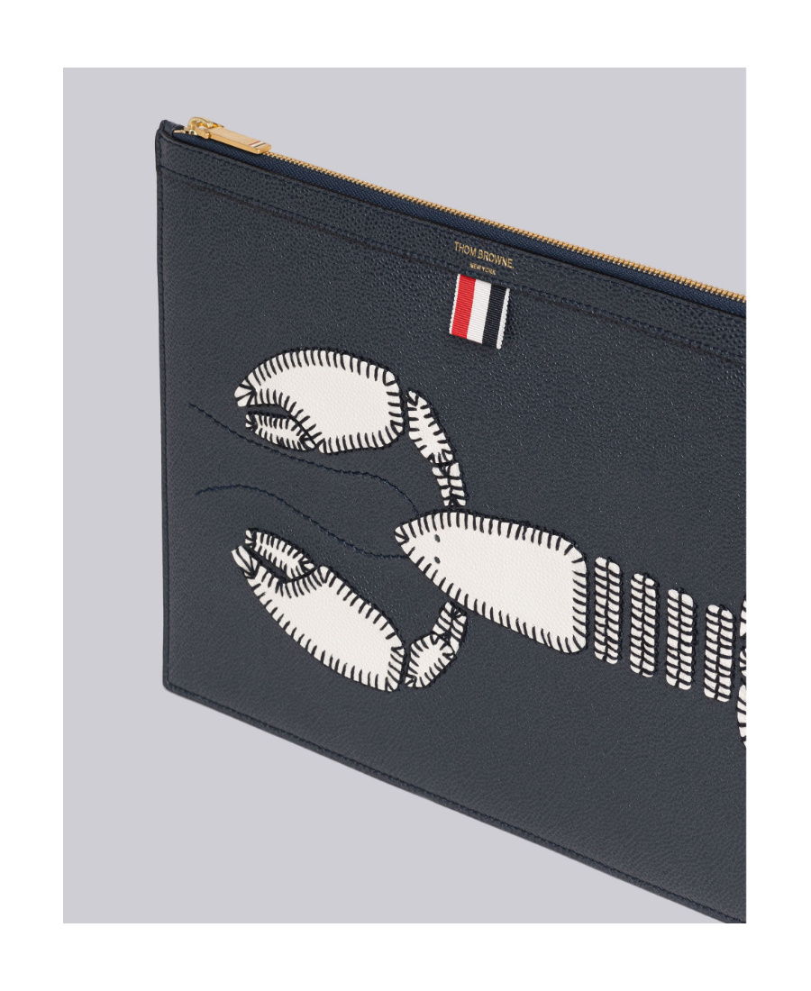 Thom Browne Lobster-appliqué Clutch Bag In Black