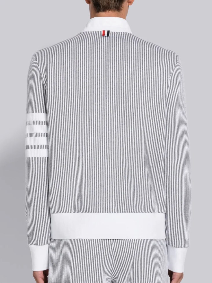 THOM BROWNE 4-BAR STRIPE SEERSUCKER SWEATSHIRT