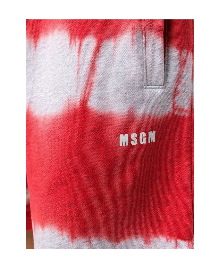 Msgm Tie-dye Track Shorts In Red
