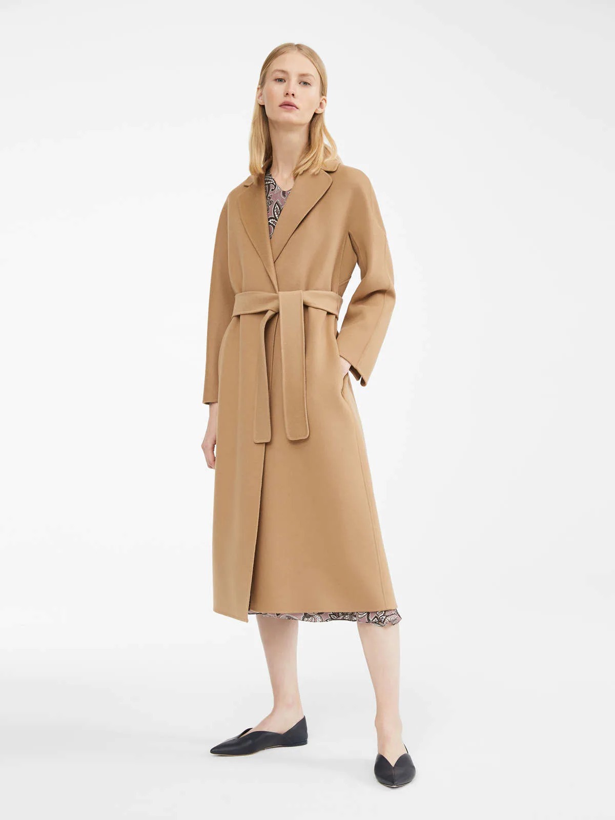 Max Mara Esturia Strap-lined Long Wool Coat In Brown