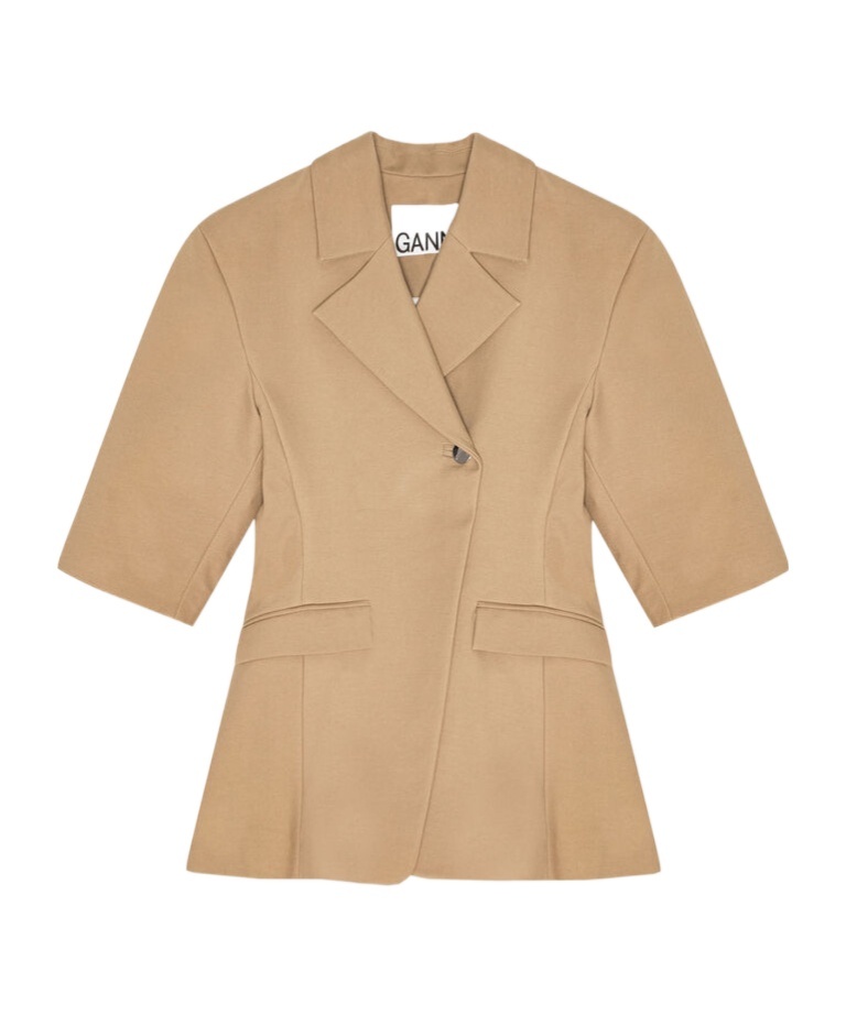 Ganni Stretch-cotton Single-button Blazer