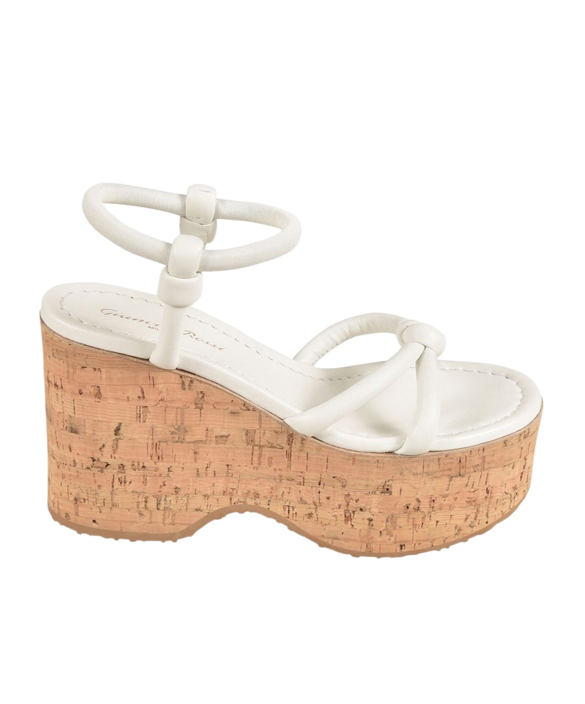 Gianvito Rossi Knotted Leather Ankle-strap Platform Sandals In White