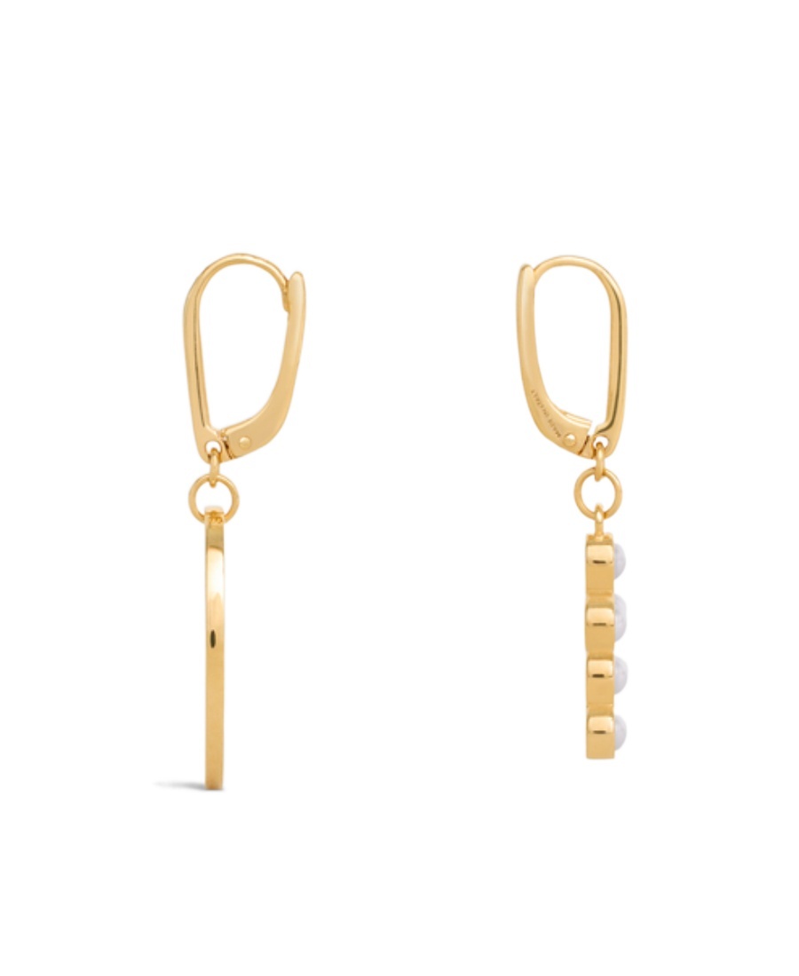 Celine Triomphe Folk Logo Earrings In Yellow