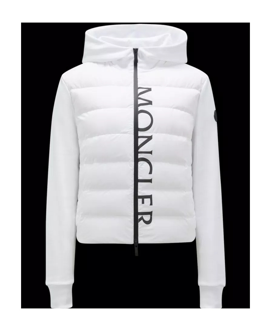 Moncler Logo-print Panelled Puffer Jacket In Optical White