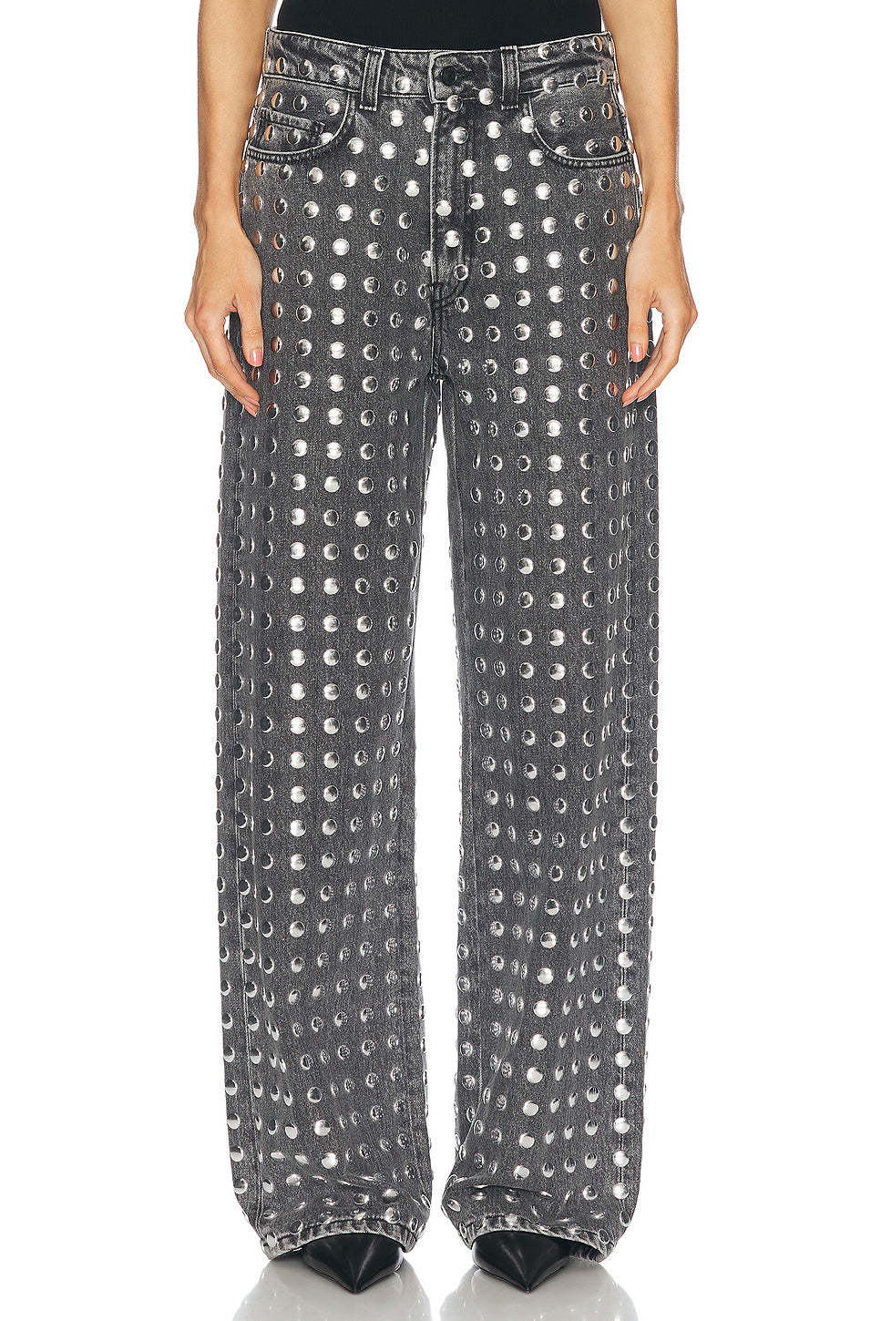 Haikure Winona Studded Relaxed Straight Leg Jeans In Black