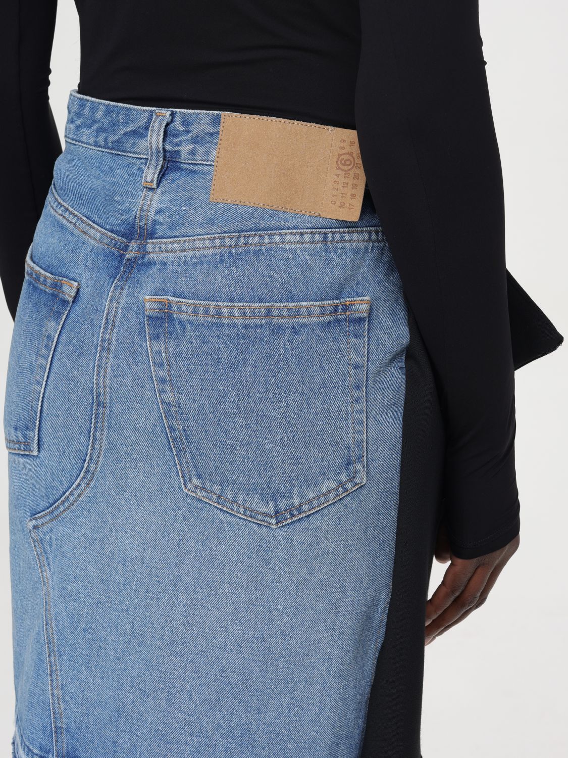 Mm6 Maison Margiela Panelled Denim Miniskirt In Black