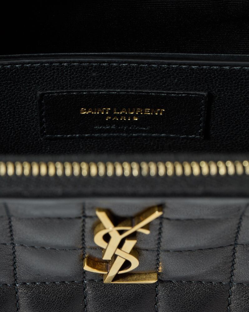 Saint Laurent Women Small Envelope Quilted Grain Leather Bag In Black