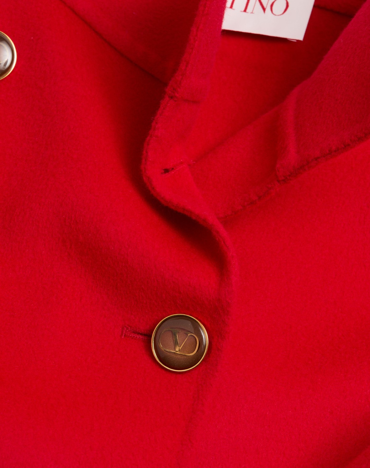 Valentino High-neck Double-breast Belted Wool Cashmere Coat In Red