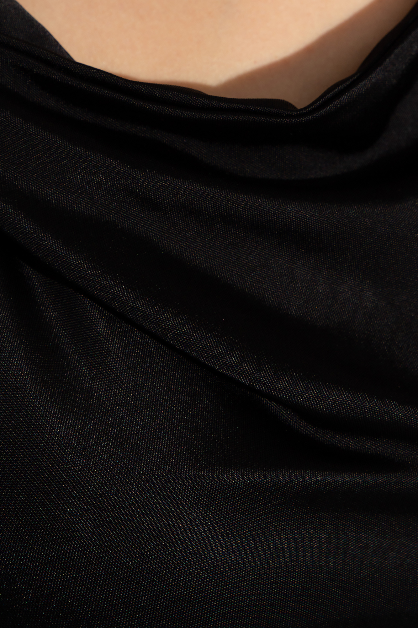 Misbhv Draped-neckline Hooded Maxi Dress In Black