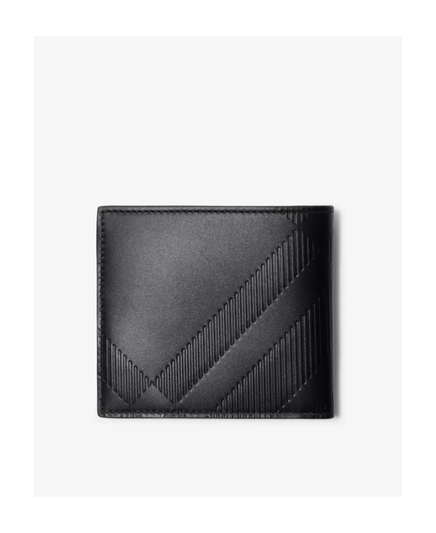 BURBERRY EMBOSSED-CHECK LEATHER WALLET