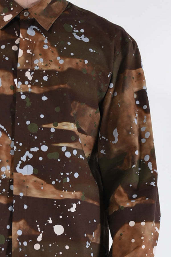 Msgm Paint Splatter-print Cotton Shirt