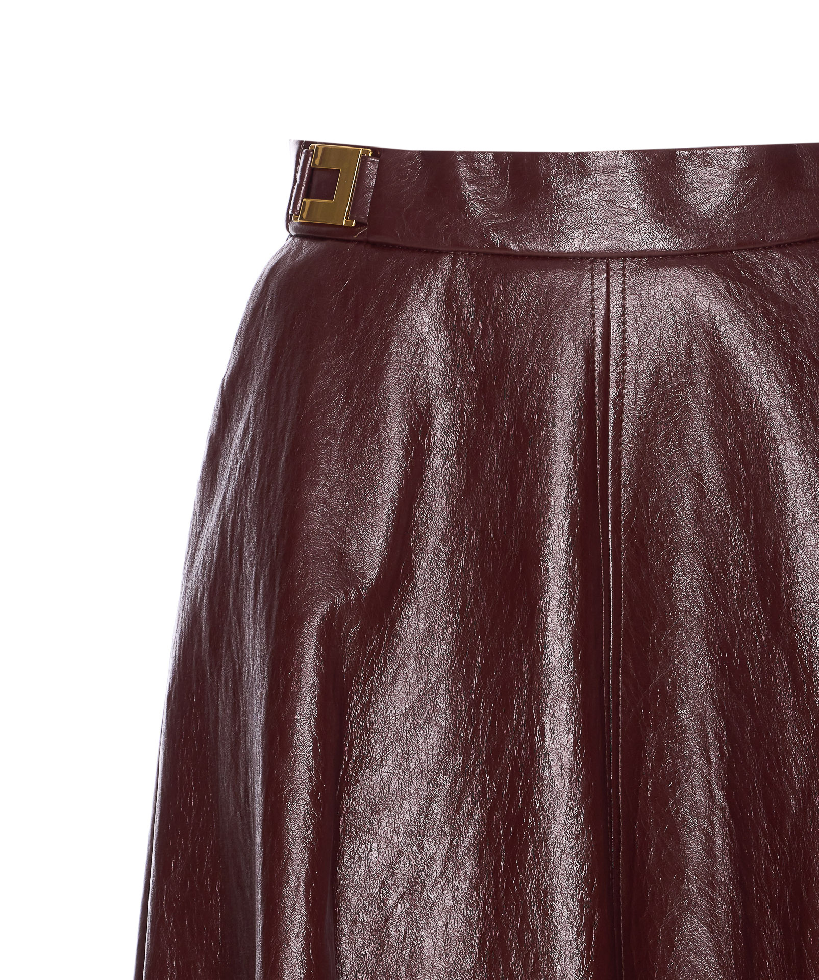 Elisabetta Franchi A-line Silhouette Skirt With Metallic Buckle Detail In Burgundy